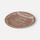 Cielito Lindo Terracotta Papel Picado Baby Shower ペーパープレート (アングル)