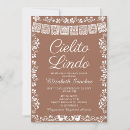 Cielito Lindo Terracotta Papel Picado Baby Shower 招待状