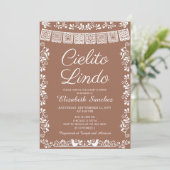 Cielito Lindo Terracotta Papel Picado Baby Shower 招待状 (スタンド正面)