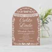 Cielito Lindo Terracotta Papel Picado Baby Shower 招待状 (スタンド正面)