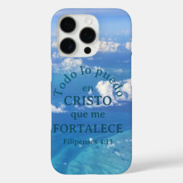 Cielo Azul Cristo Bible Filipenses 4:13 iPhone 16 Proケース