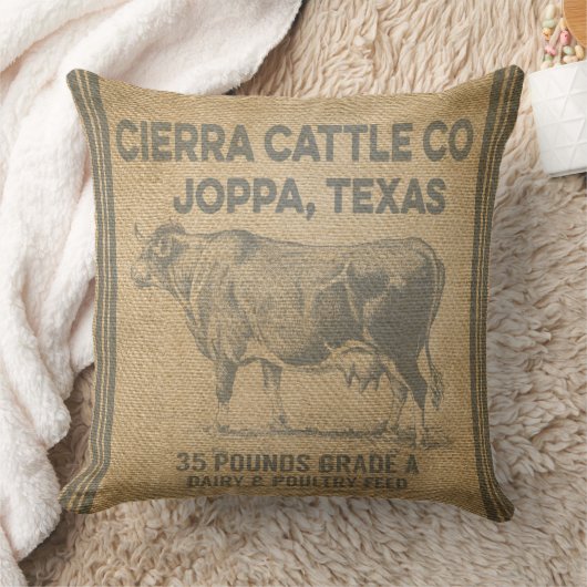 CIERRAの牛CO JOPPAテキサス州バーラップは枕のスタイルを作りました クッション (ブランケット)