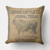 CIERRAの牛CO JOPPAテキサス州バーラップは枕のスタイルを作りました クッション (正面)