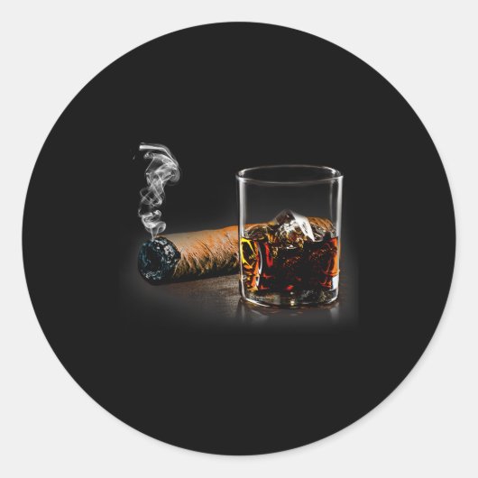 Cigar And Bourbon Great Gift For Cigar Lounge Love ラウンドシール (正面)