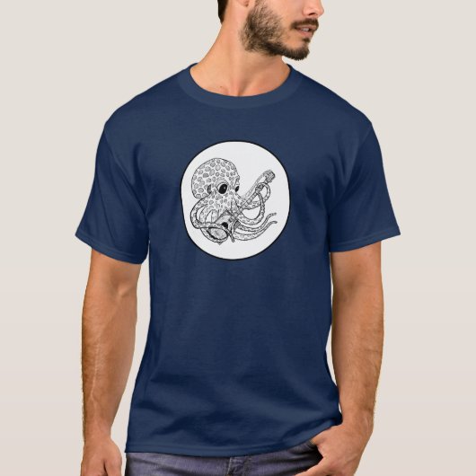 Cigar Box Guitar picking Octopus Tシャツ (正面)