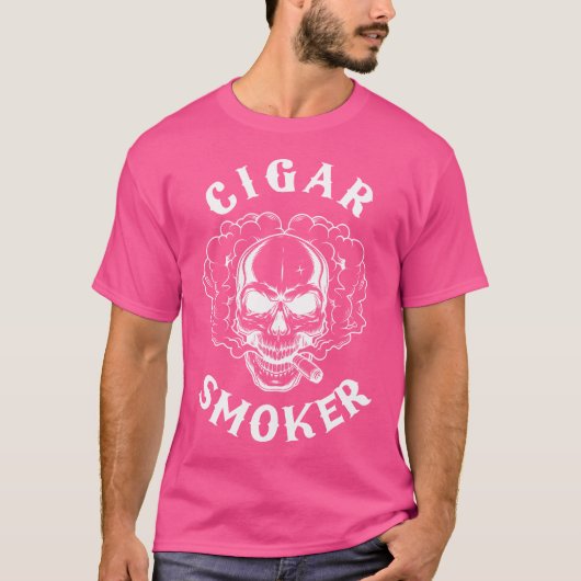 Cigar Smoker Skeleton Skull Cigars Tobacco Cuba Ni Tシャツ (正面)