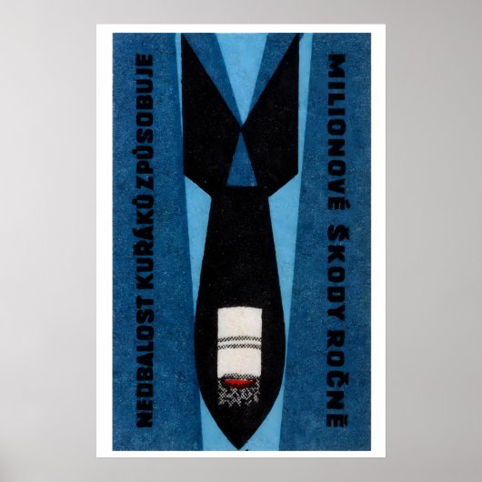 Cigarette Butt in Bomb - Matchbox Print - Czech ポスター (正面)