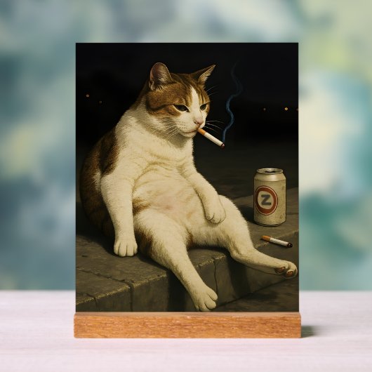 Cigarette Kitten Funny Smoking Cat Gen Z Meme アクリルサイン (ニュートラル)