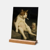 Cigarette Kitten Funny Smoking Cat Gen Z Meme アクリルサイン (傾斜)