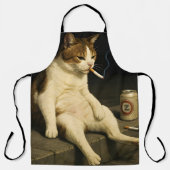 Cigarette Kitten Funny Smoking Cat Gen Z Meme エプロン (正面)
