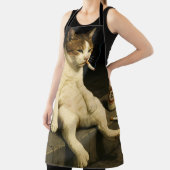 Cigarette Kitten Funny Smoking Cat Gen Z Meme エプロン (インサイチュ)