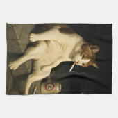 Cigarette Kitten Funny Smoking Cat Gen Z Meme キッチンタオル (横)