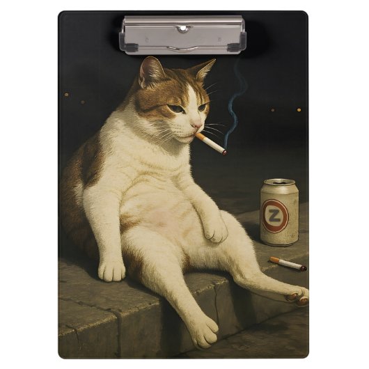Cigarette Kitten Funny Smoking Cat Gen Z Meme クリップボード (正面)