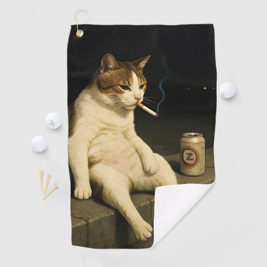 Cigarette Kitten Funny Smoking Cat Gen Z Meme ゴルフタオル (インサイチュ)