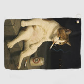 Cigarette Kitten Funny Smoking Cat Gen Z Meme ゴルフタオル (横)