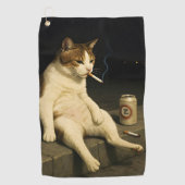 Cigarette Kitten Funny Smoking Cat Gen Z Meme ゴルフタオル (正面)