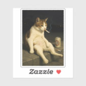 Cigarette Kitten Funny Smoking Cat Gen Z Meme シール (シート)