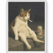 Cigarette Kitten Funny Smoking Cat Gen Z Meme シール (正面)