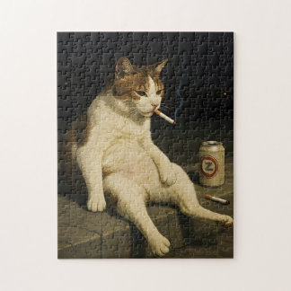 Cigarette Kitten Funny Smoking Cat Gen Z Meme ジグソーパズル