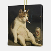 Cigarette Kitten Funny Smoking Cat Gen Z Meme セラミックオーナメント (左)