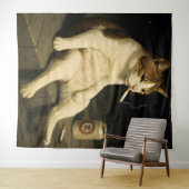 Cigarette Kitten Funny Smoking Cat Gen Z Meme タペストリー (インサイチュ(横))