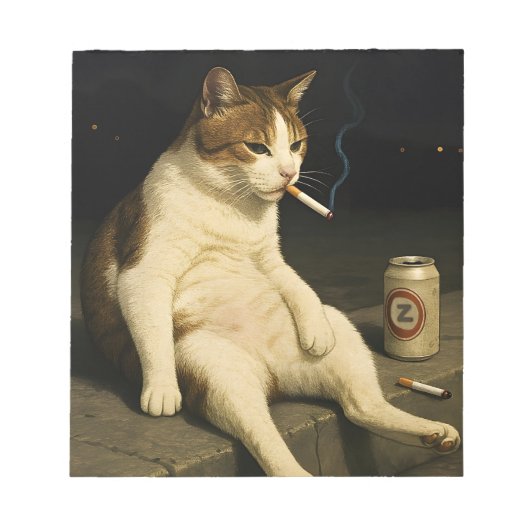 Cigarette Kitten Funny Smoking Cat Gen Z Meme ノートパッド (正面)