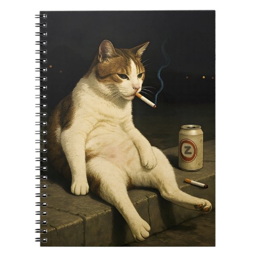 Cigarette Kitten Funny Smoking Cat Gen Z Meme ノートブック (正面)