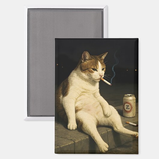 Cigarette Kitten Funny Smoking Cat Gen Z Meme マグネット (正面/裏面)