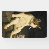 Cigarette Kitten Funny Smoking Cat Gen Z Meme 横断幕 (横)