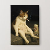Cigarette Kitten Funny Smoking Cat Gen Z Meme 缶バッジ (正面)