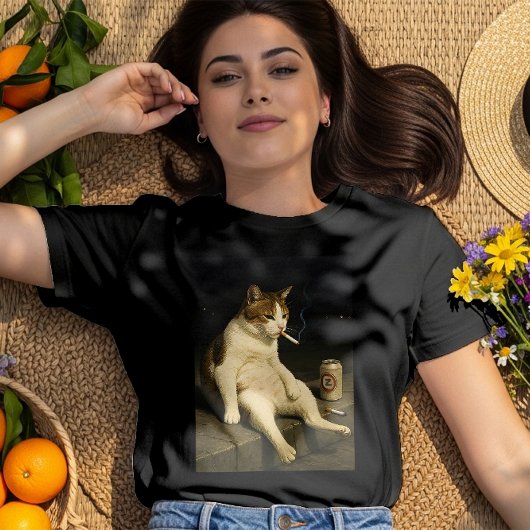 Cigarette Kitten Funny Smoking Cat Gen Z Meme Tシャツ