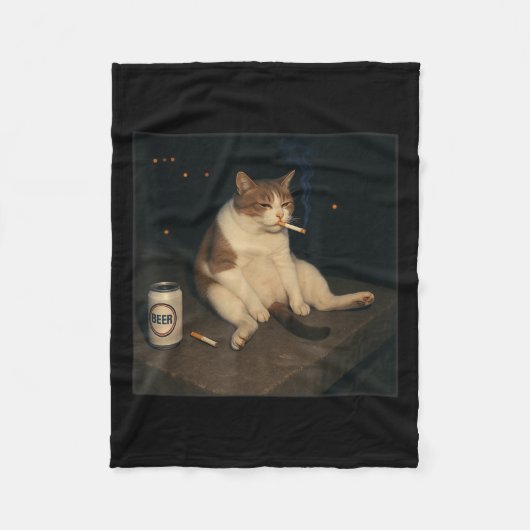 Cigarette Kitten Funny Smoking Cat Meme Stud  フリースブランケット (正面)