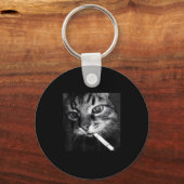 Cigarette Kitten Funny Smoking Cat Meme Stud Brain キーホルダー (正面)