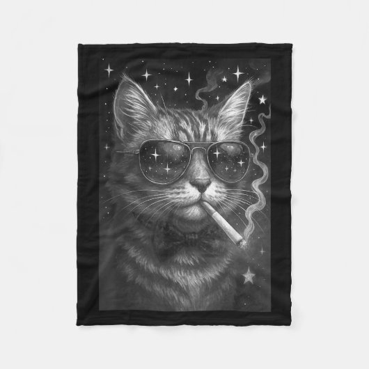 Cigarette Kitten Funny Smoking Cat Meme Stupid Bra フリースブランケット (正面)