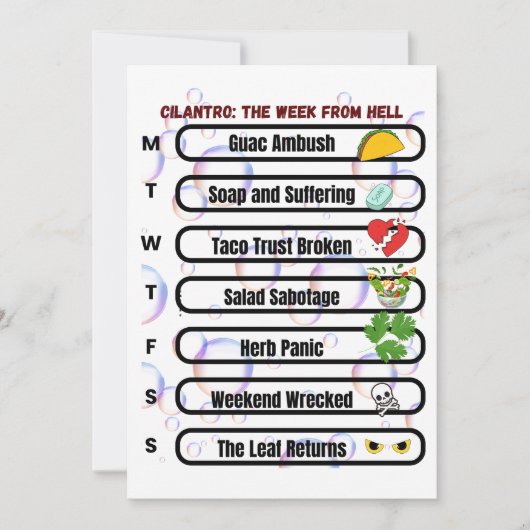 Cilantro - The Week from Hell おもしろいアンチ-Cilantro シーズンカード (正面)