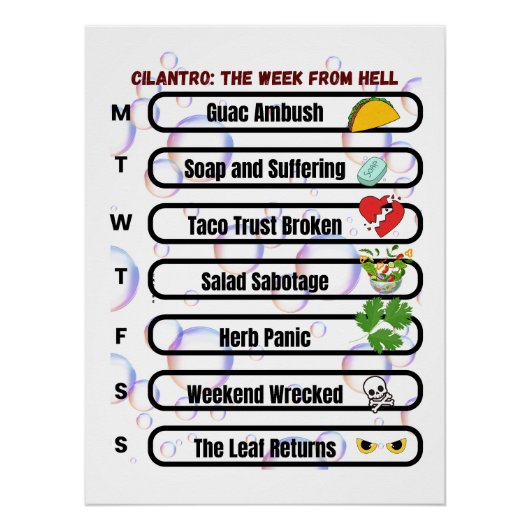 Cilantro - The Week from Hell おもしろいアンチ-Cilantro ポスター (正面)