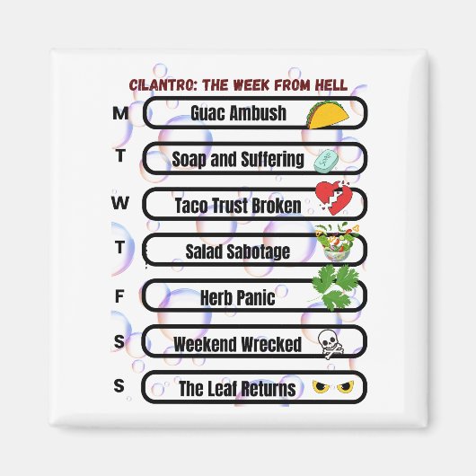 Cilantro - The Week from Hell おもしろいアンチ-Cilantro マグネット (正面)