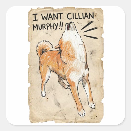 Cillian Murphy大好き - 女子の柴犬 スクエアシール (正面)