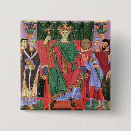 Cim.4453 f.42r氏の神聖ローマ皇帝オットーIII Enth 缶バッジ (正面)