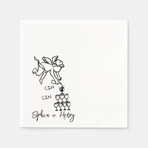 Cin Cherub手描きキューピッドアイコン結婚ズ スタンダードカクテルナプキン