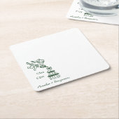 Cin Cin Cherub Hand Drawn Cupid wedding スクエアペーパーコースター (アングル)