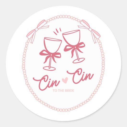 Cin Cin to the Bride Design | Pearl Champagne ラウンドシール (正面)