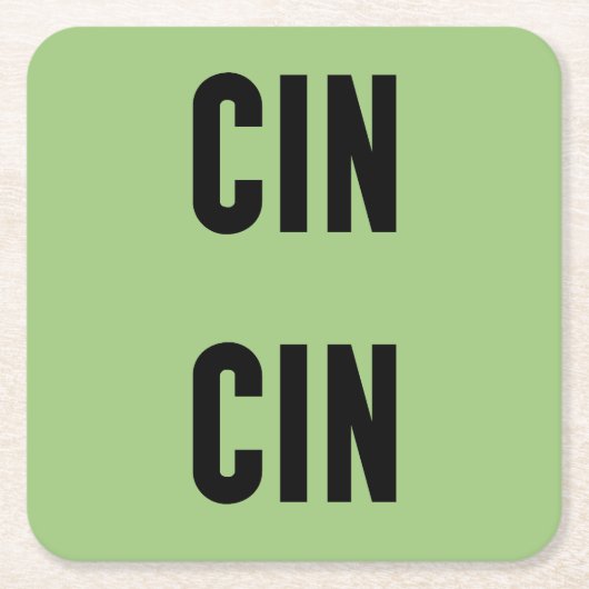 Cin Cin Typography スクエアペーパーコースター (正面)