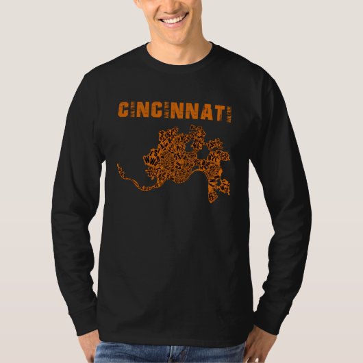 Cincinnati City Cincy Orange Map Ohio Travel Souve Tシャツ (正面)