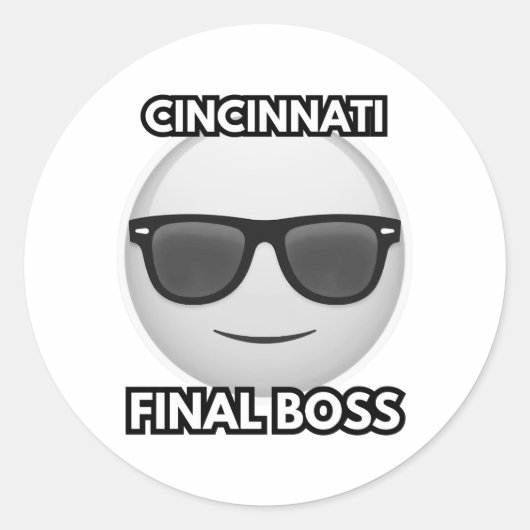 Cincinnati Final Boss Cool Emoji ラウンドシール (正面)