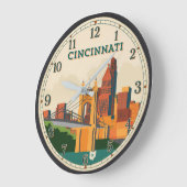 Cincinnati Ohio Skyline ラージ壁時計 (傾斜)