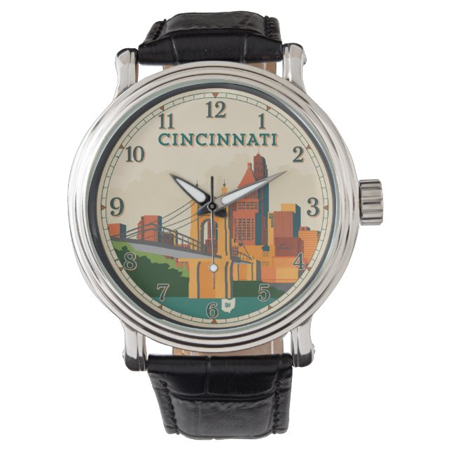Cincinnati Ohio Skyline  腕時計 (正面)