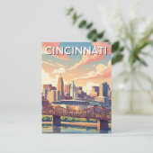 Cincinnati Ohio Skyline Travel ポストカード (スタンド正面)