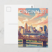 Cincinnati Ohio Skyline Travel ポストカード (正面/裏面)
