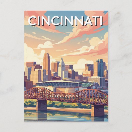 Cincinnati Ohio Skyline Travel ポストカード (正面)